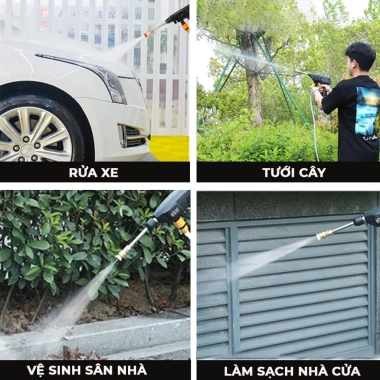 Máy rửa xe cầm tay pin mạnh 2 pin cao cấp, hút nước & tưới cây - 215.000 VNĐ 6