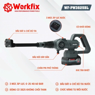 Máy Rửa Xe Không Dây WORKFIX WF-PW3.825BL - Cảm Ứng Tốc Độ, Không Chổi Than, Giá 1,219,000₫ 3 Máy Rửa Xe Không Dây WORKFIX WF-PW3.825BL - Cảm Ứng Tốc Độ, Không Chổi Than, Giá 1,219,000₫ 3
