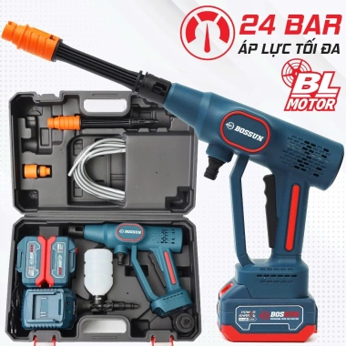 Máy rửa xe pin BOSHUN BS-PW2.136BL 2.800v/p, áp lực 24 bar, 9l/phút - Không chổi than, 825.000 VND