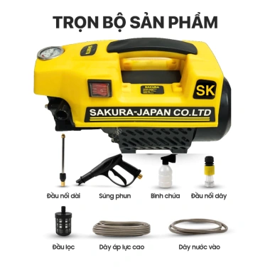 Máy rửa xe Sakura 3.800W áp lực cao, lõi đồng cực mạnh - Giá chỉ 986.000₫ 6