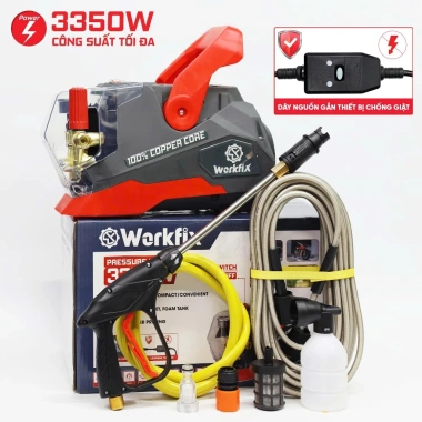 Máy rửa xe WORKFIX WF-PW3.350W 3.350W 200Bar chỉnh áp động cơ dây đồng - Giá ưu đãi 2.549.000₫
