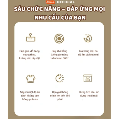 Máy Sấy Quần Áo Akina Đa Năng, Khử Khuẩn, Sấy Nhanh - Tiện Lợi, Giá 469.000 VNĐ 3 Máy Sấy Quần Áo Akina Đa Năng, Khử Khuẩn, Sấy Nhanh - Tiện Lợi, Giá 469.000 VNĐ 3