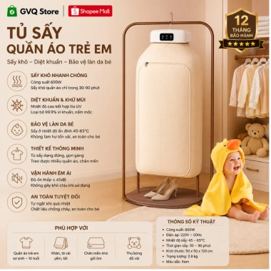 Máy sấy quần áo gấp gọn 600W treo tường - 2 chế độ, nhẹ, an toàn, di động
