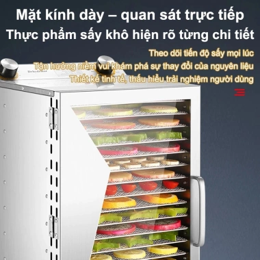 Máy sấy thực phẩm 6/8/12 khay inox 304 - Sấy khô hoa quả, thịt cá, rau củ, 2,09 triệu