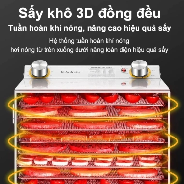 Máy sấy thực phẩm 6/8/12 khay inox 304 - Sấy khô hoa quả, thịt cá, rau củ, 2,09 triệu