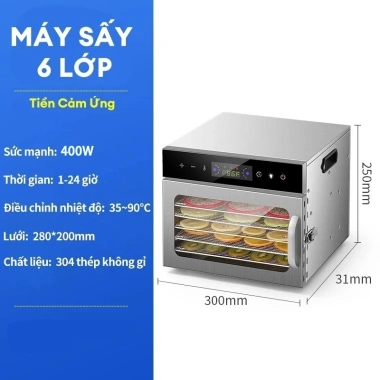 Máy sấy thực phẩm 6/8/12 khay inox 304 - Sấy khô hoa quả, thịt cá, rau củ, 2,09 triệu