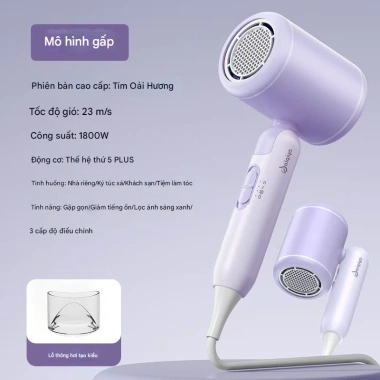 Máy sấy tóc mini gấp gọn 1.800W, 3 mức nhiệt, bảo vệ tóc, nhẹ, tiện lợi, giá 169.000₫