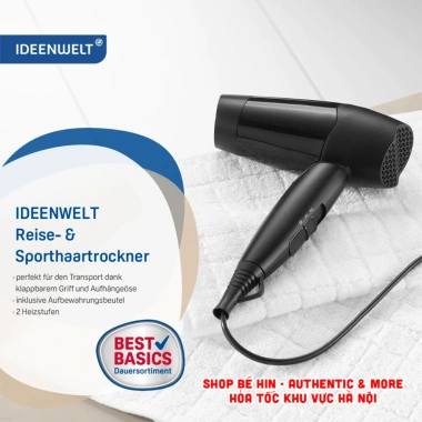 Máy sấy tóc Rossmann IdeenWelt Đức bảo hành, tay cầm gập, size du lịch, giá 600k 4 Máy sấy tóc Rossmann IdeenWelt Đức bảo hành, tay cầm gập, size du lịch, giá 600k 4