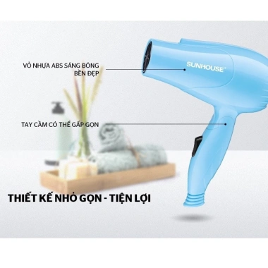 Máy sấy tóc Sunhouse mini SHD2.305 chính hãng 2 tốc độ, tay cầm gập gọn du lịch giá rẻ 2