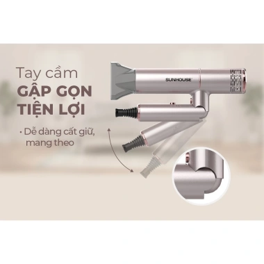 MÁY SẤY TÓC SUNHOUSE SHD2.304 Nhỏ gọn gấp gọn 1.200W Bảo hành 1 năm Giá 315.000₫ 4