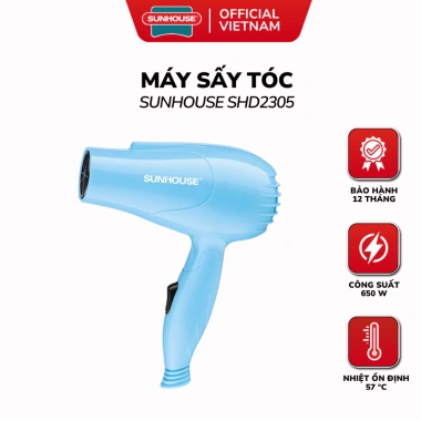 Máy Sấy Tóc Sunhouse SHD2.305 650W - Tay Cầm Gấp Gọn, Bảo Hành 12 Tháng, Giá 145.000 VND