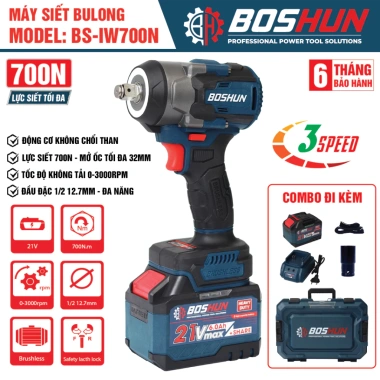 Máy siết bulong Boshun BS-IW700N - Lực 700N.m, không chổi than, pin 15cell 3 tốc độ, giá 679.000đ 5