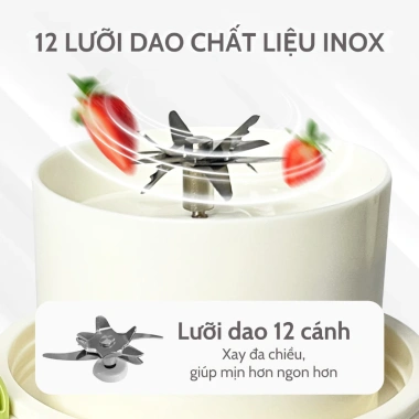 Máy sinh tố cầm tay 40W GREK VN 12 lưỡi dao, dùng pin, xoay đá - 209.000 VND