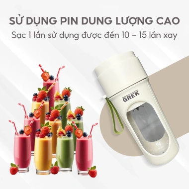 Máy sinh tố cầm tay 40W GREK VN 12 lưỡi dao, dùng pin, xoay đá - 209.000 VND