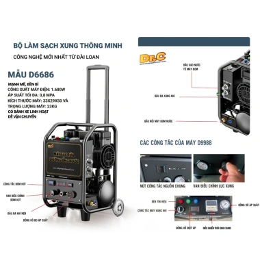 Máy sục rửa ống thông minh D6.686C Dr.C - Loại bỏ cặn bã, rong rêu, giá 20,5 triệu 2