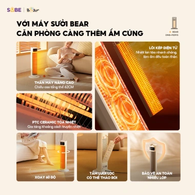 Máy Sưởi Gốm Bear DNQ P20Y5 - Quạt Đứng Ấm Mùa Đông, Giải Pháp Cho Phòng Ngủ, Khách, Văn Phòng, Giá Ưu Đãi 1.206.000 VND 5