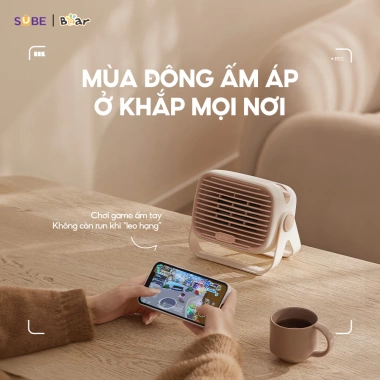 Máy sưởi gốm mini Bear DNQ E04Q1 – Quạt sưởi treo tường, để bàn, sưởi ấm chân tay, 559k 5