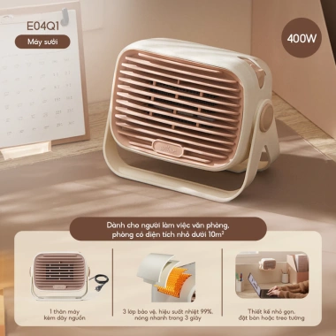Máy sưởi gốm mini Bear DNQ E04Q1 – Quạt sưởi treo tường, để bàn, sưởi ấm chân tay, 559k 10