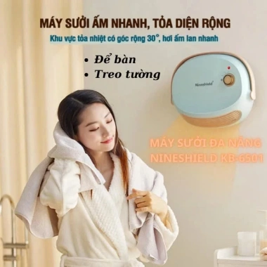 Máy sưởi gốm Nineshield KB-6.501 treo tường, quạt sưởi + sấy quần áo, ấm phòng ngủ, giá 395.000 2