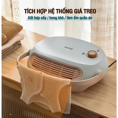 Máy sưởi gốm Nineshield KB-6.501 treo tường, quạt sưởi + sấy quần áo, ấm phòng ngủ, giá 395.000 6