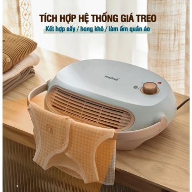 Máy sưởi gốm Nineshield KB-6.501 treo tường và để bàn, quạt sưởi với hồng khô sấy quần áo, bảo hành 1 năm, 986.000 VND 2