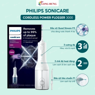 Máy tăm nước Philips Sonicare Cordless Power Flosser 3.000 HX3.826/31 - Không dây, công suất mạnh, giá ưu đãi 2,990,000₫