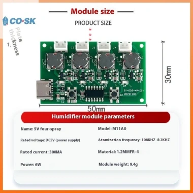 Máy Tạo Độ Ẩm DIY 4 Loại C USB + Bảng Điều Khiển, Tấm Sương Mù, Chân Đế 5