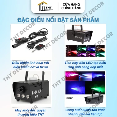 Máy Tạo Khói 500W THT DECOR – Phun Tinh Dầu Không Độc Hại, Bao Phủ 25‑30m², Điều Khiển Từ Xa, Giá 259.000₫