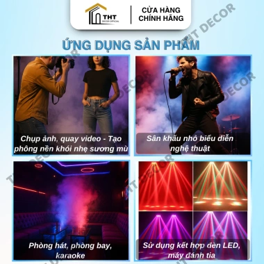 Máy Tạo Khói 500W THT DECOR – Phun Tinh Dầu Không Độc Hại, Bao Phủ 25‑30m², Điều Khiển Từ Xa, Giá 259.000₫