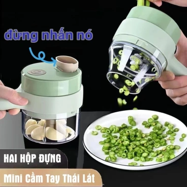 Máy thái rau củ tỏi ớt đa năng cầm tay mini, sạc lại được, dụng cụ nhà bếp - 135k