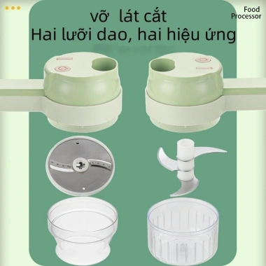 Máy thái rau củ tỏi ớt đa năng cầm tay mini, sạc lại được, dụng cụ nhà bếp - 135k 7