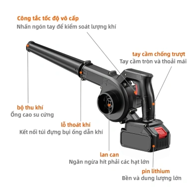 Máy thổi bụi cầm tay pin 2.800W – Siêu mạnh 2 chiều, mini phản lực, giá 268.000 VND