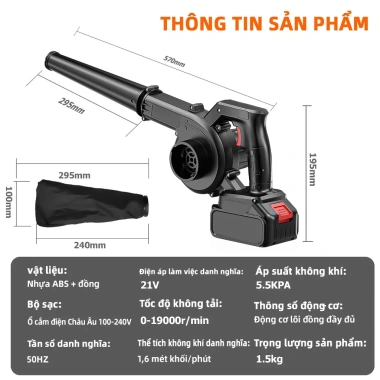 Máy thổi bụi cầm tay pin 2.800W – Siêu mạnh 2 chiều, mini phản lực, giá 268.000 VND