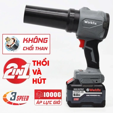 Máy thổi phản lực 2IN1 Workfix BS1.000G – Vừa thổi vừa hút, động cơ từ, tặng thước dây, 520k 2