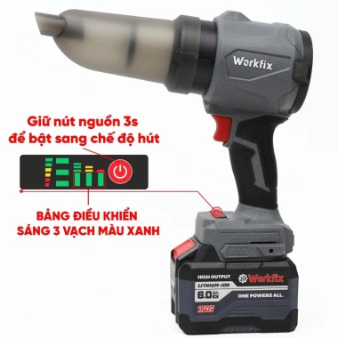 Máy thổi phản lực 2IN1 Workfix BS1.000G – Vừa thổi vừa hút, động cơ từ, tặng thước dây, 520k 8