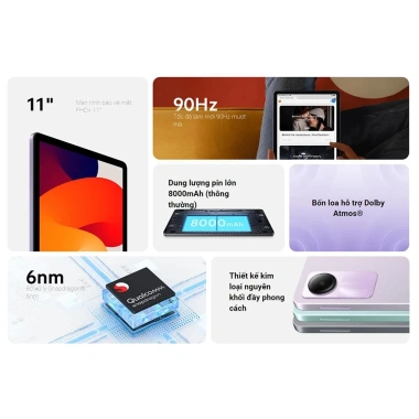 Máy tính bảng Xiaomi Redmi Pad SE 6GB/8GB+128GB màn hình 11 inch 90Hz, thân kim loại, pin trâu - chỉ 4.599.000 VND