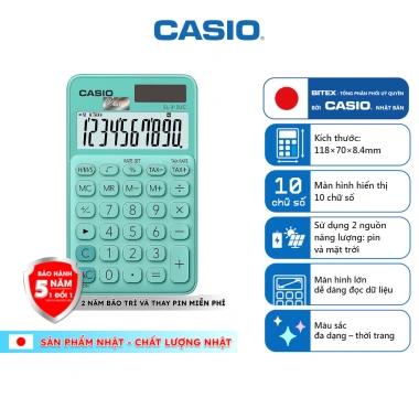 Máy Tính Bỏ Túi Casio SL-310UC 10 Số Chính Hãng - Pastel Trendy, Thuế TAX và Thời Gian, 198.000₫