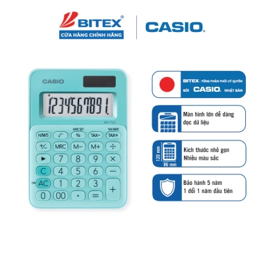 Máy Tính Để Bàn Casio MS-7UC 10 Số Chính Hãng - Màu Trendy, Tích Thuế TAX & Lợi Nhuận, Giá chỉ 228.000đ 5 Máy Tính Để Bàn Casio MS-7UC 10 Số Chính Hãng - Màu Trendy, Tích Thuế TAX & Lợi Nhuận, Giá chỉ 228.000đ 5