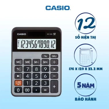 Máy tính để bàn Casio MX-120B 12 số - Phím lớn bền bỉ, chính hãng, giá ưu đãi 253.000₫