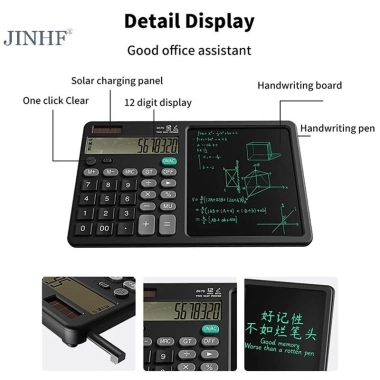 Máy tính khoa học JINHF Wrig di động 12 digit LCD lớn, toán học văn phòng, 306.570₫
