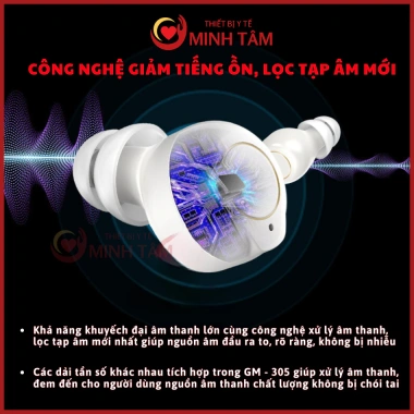 Máy trợ thính không dây siêu nhỏ Goodmi GM-305 - Tai nghe cảm ứng CHÍNH HÃNG, giá 1,025k