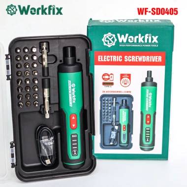 Máy vặn vít pin mini WORKFIX WF-SD405 3 mức tốc độ, lực xoắn 5Nm, kèm 26 phụ kiện, giá ưu đãi 534k