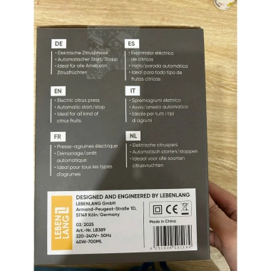 Máy vắt cam Lebenlang 0.7L LB389 - BH 24 tháng, giá 250.000đ, công suất mạnh, gọn nhẹ 4 Máy vắt cam Lebenlang 0.7L LB389 - BH 24 tháng, giá 250.000đ, công suất mạnh, gọn nhẹ 4