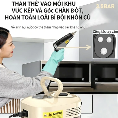 Máy vệ sinh hơi nước 220V 1.500W di động, nhiệt 105°C, xoá vết bẩn lâu ngày - 719.000₫ 7