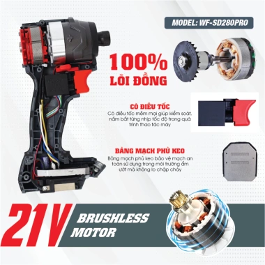 Máy Vít WORKFIX WF-SD280PRO 280N.m 4 Tốc Độ 4 Chế Độ Thông Minh Ưu Đãi 949.000₫ 5