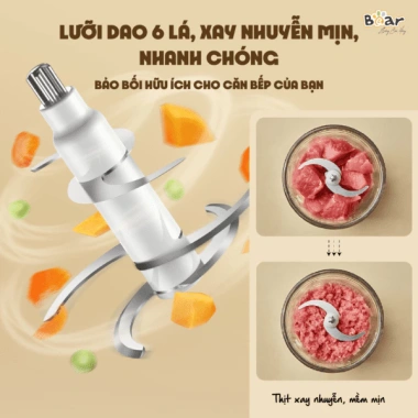 Máy xay ăn dặm Bear 0.6L QSJ D02Q1 200W đa năng 6 lưỡi dao + cối thủy tinh, BH 18 tháng - Giá 483.000đ 4
