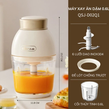 Máy xay ăn dặm Bear 0.6L QSJ D02Q1 200W đa năng 6 lưỡi dao + cối thủy tinh, BH 18 tháng - Giá 483.000đ 10