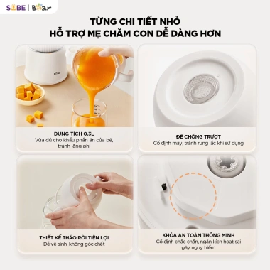 Máy Xay Ăn Dặm Bear BFM 025JM 0.3L - 8 Lưỡi Dao Inox 316 Cầm Tay Xay Nhuyễn 9 Máy Xay Ăn Dặm Bear BFM 025JM 0.3L - 8 Lưỡi Dao Inox 316 Cầm Tay Xay Nhuyễn 9