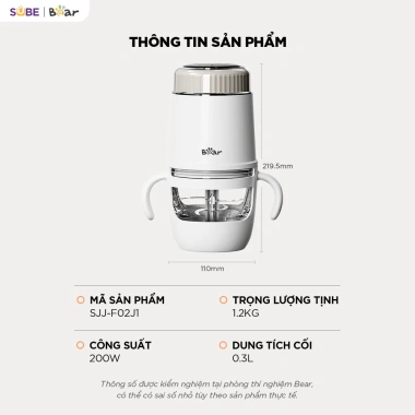 Máy Xay Ăn Dặm Bear BFM 025JM 0.3L - 8 Lưỡi Dao Inox 316 Cầm Tay Xay Nhuyễn