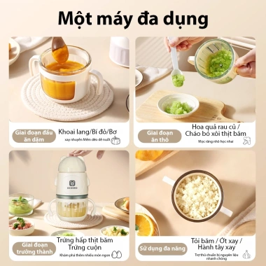 Máy xay ăn dặm Qcooko QO-JR01 250W, lưỡi dao 8 cánh INOX SUS316, motor đồng êm ái - Giá 349.000đ 4